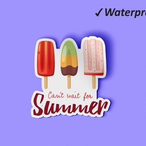 Can&#39;t Wait For Summer Sticker Set | Summer, Aloha, Laptop Stickers, Sticker Kit, Beach Waves, Fade Resistant and Waterproof Stickers