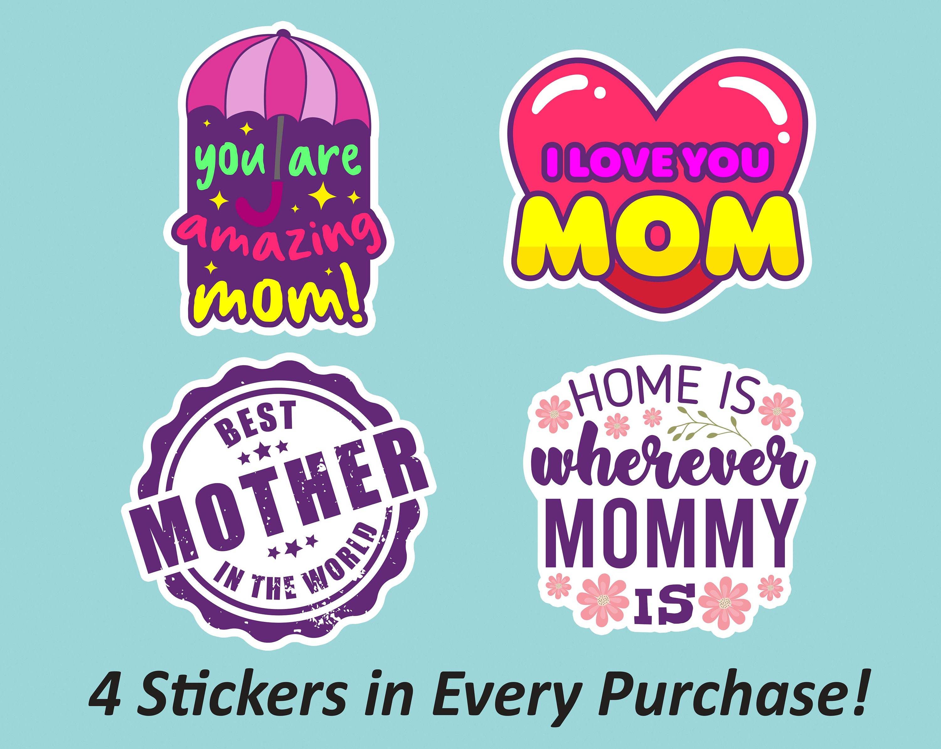 Best Mother Stickers Pack for Mom Mother's Day Craft Etsy UK