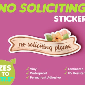 Funny No Soliciting, Business Decal, No Soliciting Sticker, Front Door Sticker, No Solicitation Sign, Home Decal, Permanent Sticker