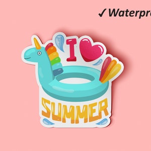 I Heart Summer Sticker Set | Travel Gifts, Laptop Sticker, Cute Sticker, Summer Gifts, Waterproof Stickers, Fade Resistant