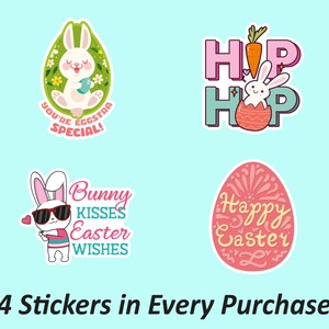 autocollant de lapin de Pâques | Happy Easter Sticker, Autocollant de bouteille d’eau, Autocollant de Pâques pour ordinateur portable, Autocollant d’œuf mignon, Pack d’autocollants, Autocollant imperméable à l’eau