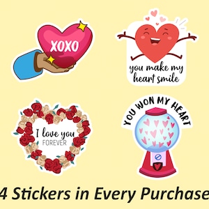 Herz Valentinstag Sticker | Xoxo Sticker, Love Sticker Pack, You Make My Heart Smile, Aufkleber Set, Ästhetische Sticker, Oil Proof Sticker
