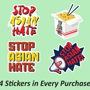 Stop Asian Hate Bumper Stickers Set | Stop AAPI Hate, Sticker Sheet Pack, Sticker Kit, Car Stickers, Oilproof and Waterproof Stickers