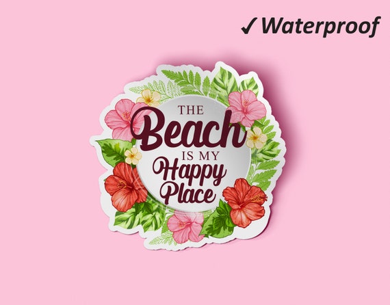 Fade Resistant and Waterproof Stickers Beach Print Journal Sticker Summertime Cute Stickers The Beach Is My Happy Place Sticker Bundle