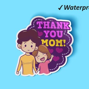 Obrigado mãe pacote de adesivos | Feliz Dia das Mães, adesivos de vinil, presente para a mãe, adesivos fofos, adesivos à prova d&#39;água e à prova de óleo