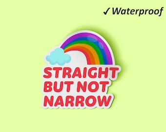 Straight But Not Narrow Pride Stickers Set | LGBTQIA+, Queer Pride, Water Bottle Stickers, Car Stickers, Waterproof Stickers, Oilproof