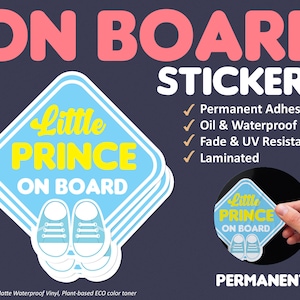 Baby On Board Sticker | Baby Decal for Cars, Vinyl Bumper Sticker, Little Prince on Board, Car Window Decal for Kids, Waterproof Sticker