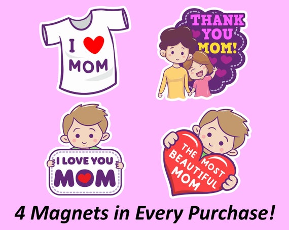 I Love You Mom Magnet Bundle Cadeaux de la fête des Mères, Mini