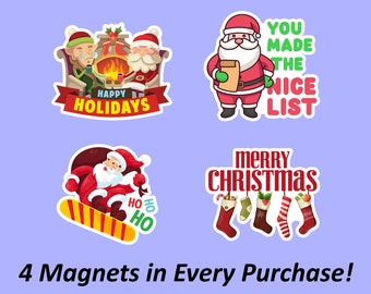 Happy Holidays Magnet | Fridge Magnet Pack, Christmas Presents Magnet, Santa Magnet, Magnet Decorations, Office Magnet, Waterproof Magnet