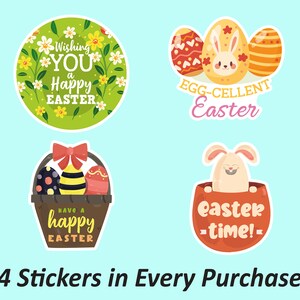 Joyeux autocollant de Pâques | Autocollant lapin de Pâques, Autocollant Bujo de Pâques, Autocollants esthétiques, Ensemble d’autocollants Planner, Pack d’autocollants, Autocollant imperméable à l’eau