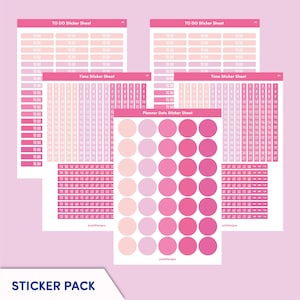 Planner sticker pack pink, To Do stickers, Timebar Stickers, Dot Stickers, Stickerpack, Mascha Planner, Happy Planner, Bullet Journal
