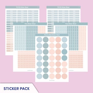 Planner sticker pack blue&pink, To Do stickers, Timebar Stickers, Dot Stickers, Stickerpack, Mascha Planner, Happy Planner, Bullet Journal