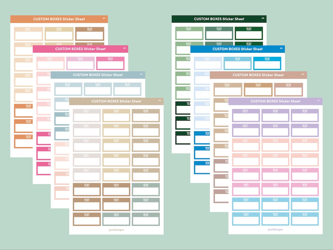 Custom Boxes Planner Stickers, Boxes, Personalized, Schedule, Mascha ...