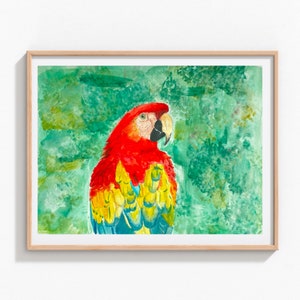 nursery art macaw parrot wall art file, png, jpeg, watercolor parrot
