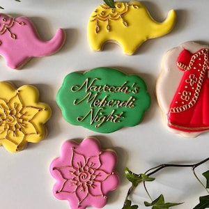 Eggless Mehendi / Henna Night Sugar Cookies / Dolki Cookies/ Indian wedding cookies