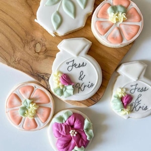 Blumenhochzeits-kundenspezifische Zuckerkekse / benutzerdefinierte Blumenzuckerkekse / Brautparty-Plätzchen und Hochzeitsplätzchen