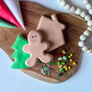 Christmas Cookie DIY Decorating Kit - Tree, Gingerbread House and Gingerbread Man - 3 Cookies