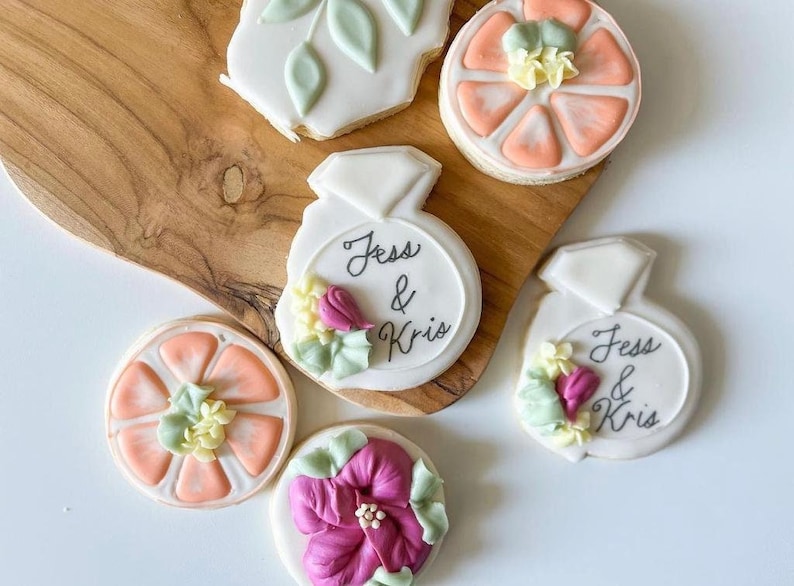 Floral Wedding Custom Sugar Cookies / Custom Floral Sugar Etsy