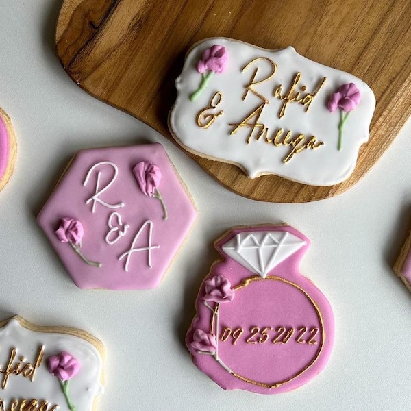 Wedding  Sugar Cookies / Custom Floral Sugar Cookies / Bridal Shower Cookies and Wedding Cookies