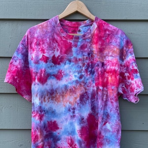 Hand Dyed Crew Neck T-Shirt in Cotton Candy, Tie Dye, Ice Tie Dye