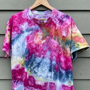 Hand Dyed Crew Neck T-Shirt in Snow Cone, Tie Dye, Ice Tie Dye
