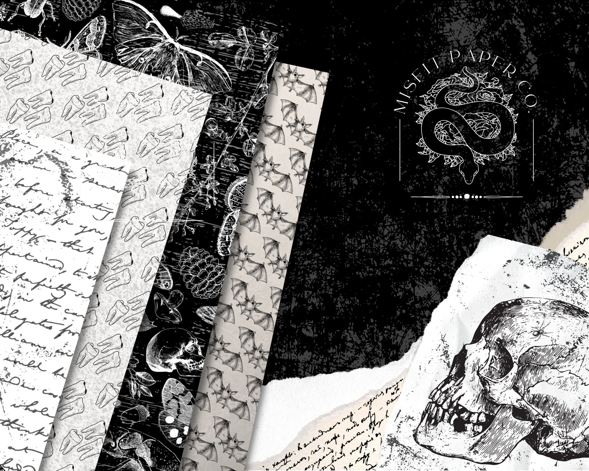 Vintage Minimalist Goth Digital Paper Printable Scrapbooking Paper ...