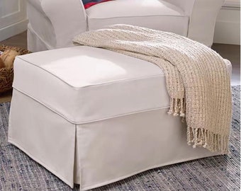 600+fabric options Footstool replacement cover, Ottoman slipcover, Custom made