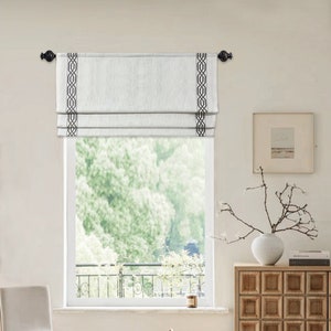 85 Colors,Faux (fake) Flat roman shade valance with decorative Trim,window treatment,custom faux roman shade, Cafe curtains, window covering