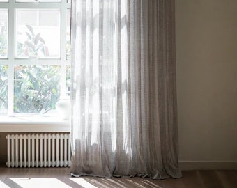 9 colours,A Pair of Linen Blend Sheer Curtains,Living Room curtains,Café Curtains, Privacy curtains, Custom made,Gray curtains
