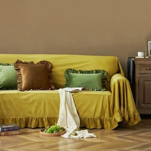 Hundreds of colours, Any size, Gold Sofa Slipcover, Velvet Couch Cover ,Custom Made sectional Cover, Home decor