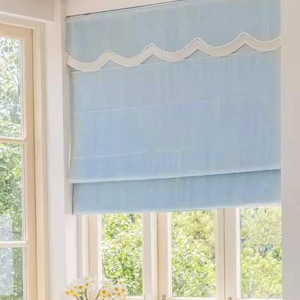 85 Colors Custom Roman Shades With Valance,Shade with Chain System,window blind, Window treatment, Cotton blend roman blind with border trim