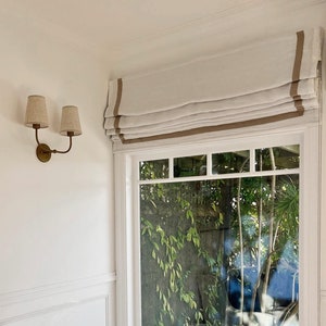 85 Colors Custom Cordless Roman Shades , Border Trim Roman Shade, Window treatment, Cotton blend roman blind