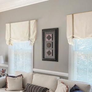 85 Colors,Faux (fake) Relaxed roman shade valance with Trim, window treatment,custom faux roman shade, Cafe curtains, window covering