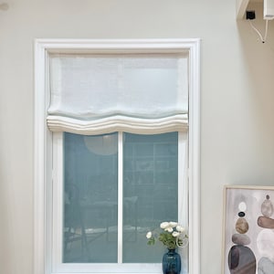 40 Colors,100% linen Custom Soft Roman Shades With Chain Mechanism,Relaxed Roman Shade with Multiple scallops, window treatment,Roman Blinds