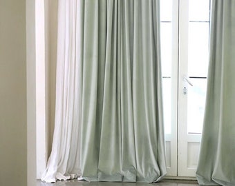 100 Colors,919-25, A Pair of Sage green curtains , blackout Living Room curtains,Matt Velvet Drapery Panels,Bedroom curtains, Custom made