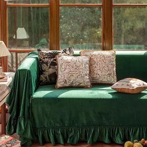 Hundreds of colours, Any size,Emerald Sofa Slipcover, Velvet Couch Cover ,Custom Made sectional Cover, Home decor