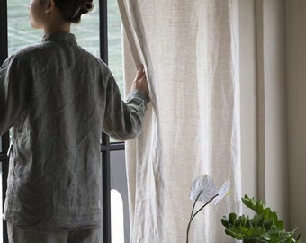 40 colours ,Natural A Pair of 100% linen curtains , Living Room curtains,Bedroom curtains, Custom made wide linen panels
