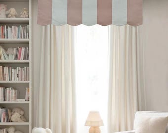 85 Colors,Custom Size Color Block Window Valance with track. nursery valance , Cafe curtains, window covering, Cornice valance