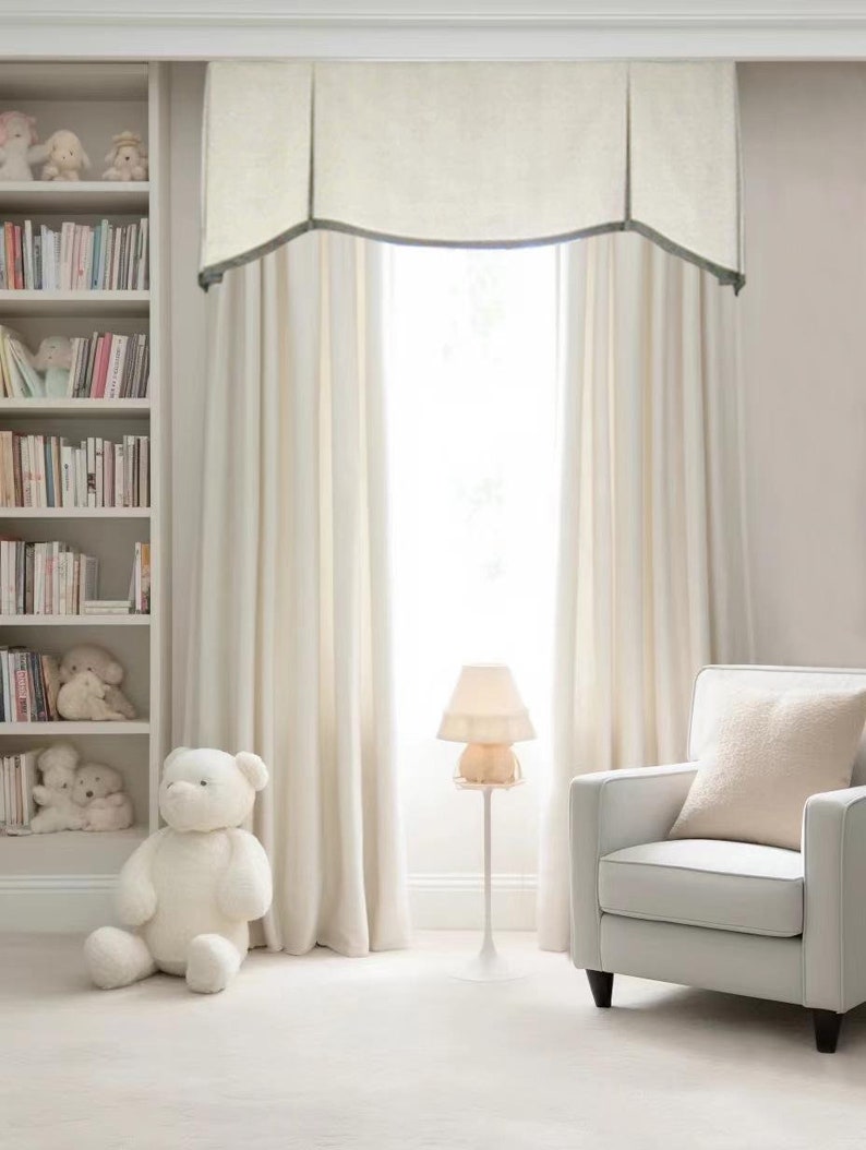 Structured Valance 85 Colors,custom Size Window Valance. Scalloped Pleated Valance , Cafe ...