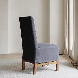 Linen Dinning Chair cover,  Custom made fitted chair cover ,Off white Linen farmhouse chair replacement cover