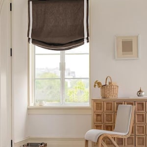 Cortinas romanas personalizadas de 85 colores con mecanismo de cadena, cortinas romanas sólidas y relajadas, tratamiento de ventanas, persianas romanas con borde