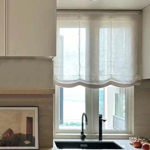 40 Colors ,100% linen Cordless Custom Roman Shades ,Soft Roman Shade with  scallops, window treatment, Roman Blinds