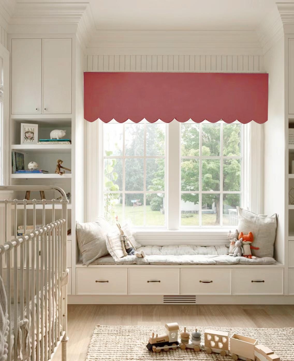 85 Colors,Custom Size Window Valance. Scalloped Valance , Cafe curtains, window covering, Cornice valance