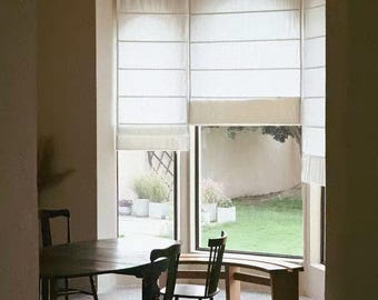 40 Colors ,100% linen Cordless Custom Roman Shades ,Flat Roman Shade , window treatment, Roman Blinds