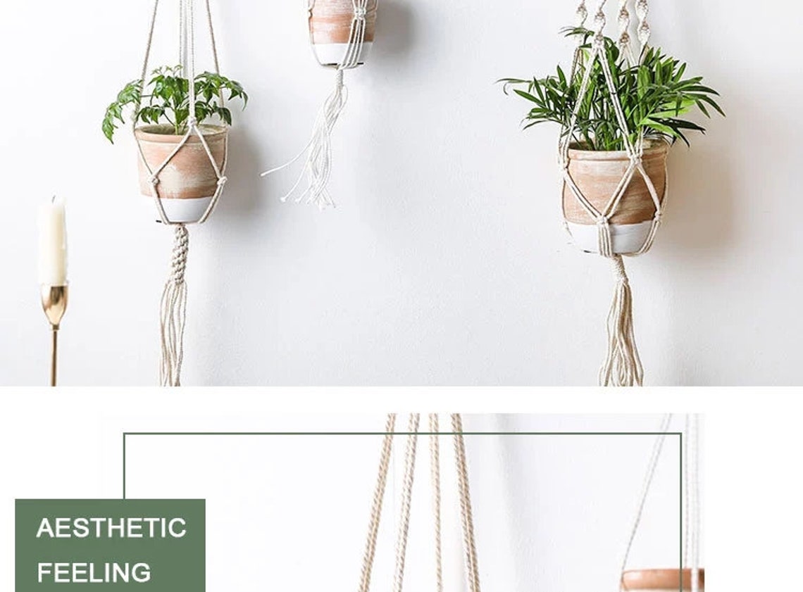 Handmade plant hanger cotton rope woven hanging flowerpot Etsy