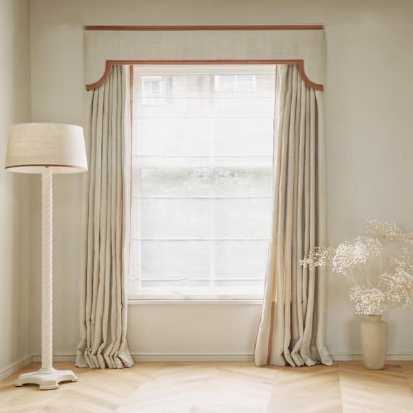 85 Colors,Custom Size Window Valance with track. Greek key Flat Valance , Cafe curtains, window covering, Cornice valance