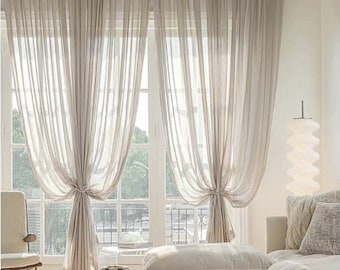 8 colours,A Pair of Warm gray Sheer Curtains, Living Room curtains, Café Curtains, Privacy curtains, Custom made