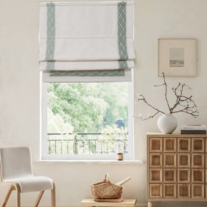 Cortinas romanas personalizadas de 85 colores con mecanismo de cadena, cortinas romanas sólidas y relajadas, tratamiento de ventanas, persianas romanas con borde