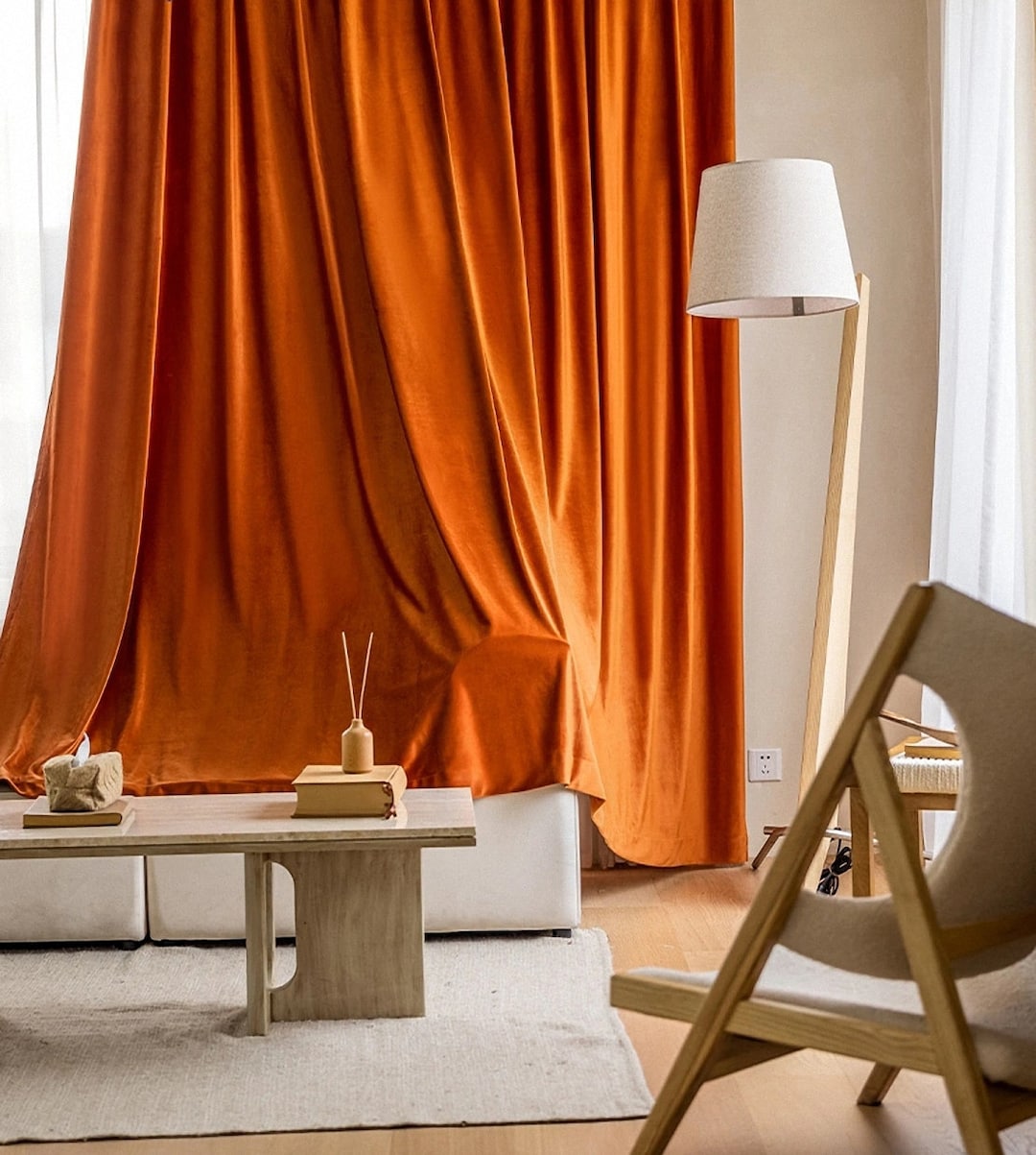 100 Colors Z141 A Pair of Orange Curtains Living Room Etsy
