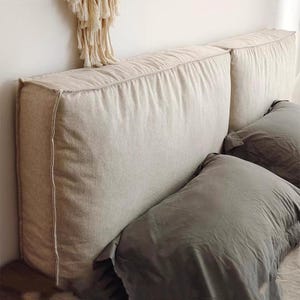 Linen sofa cushion cover,backrest cushion cover, Off white  Cushion Cover with piping,Bench Cushion cover,Bed Back Cushion cover